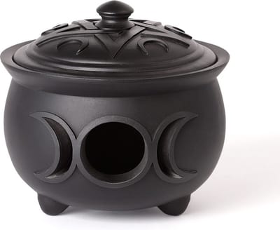 Alchemy - Triple Moon Cauldron Pot Decoratieve opbergdoos - Zwart