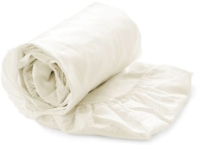 Luxe Hoeslaken Satijn - 100% Katoensatijn (280TC) - Litsjumeaux - 180x220 cm - Offwhite