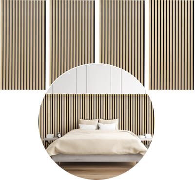 Set van 2 akoestische panelen - hout - zwart vilt - 60 x 120 x 2,1 cm