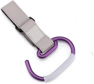 Kinderwagen Haken - Winkelwagen Clips - Handsfree Dragen - Eenvoudige Bediening - 4 Stuks - Wit Paars
