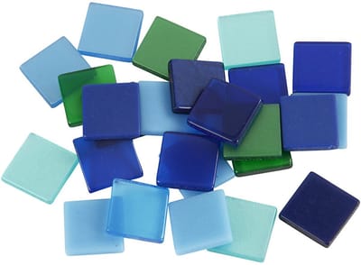Mozaiek tegels - 400x - groen/blauw - 10 x 10 mm - kunsthars - mozaiek steentjes - mozaiken maken hobby materialen
