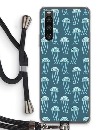 Case Company® - Hoesje met koord geschikt voor Sony Xperia 10 IV hoesje met Koord - Kwallie - Telefoonhoesje met Zwart Koord - Bescherming aan alle Kanten en Over de Schermrand