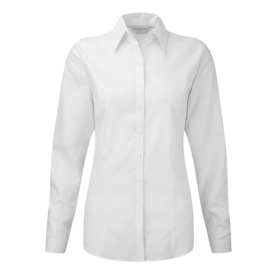 Russell Dames/Dames Visgraat Werkshirt met lange mouwen (Wit)