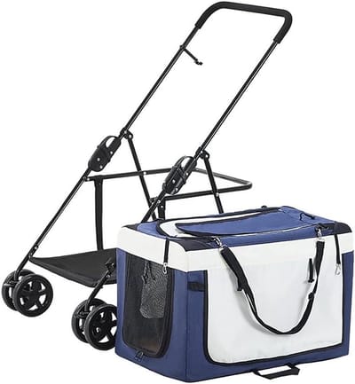 Huisdier Buggy - Draagmand Kinderwagen - Comfortabel Vervoer - Opvouwbaar Lichtgewicht - 20 KG Draaglast - Blauw