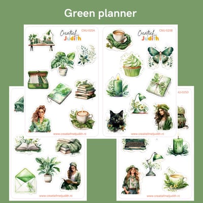 Bullet Journal Stickers - Planner Agenda Stickers - Green planner stickers - 4 stickervellen - bureau - Scrapbook stickers - Deco stickers - groene stickers - volwassenen en kinderen