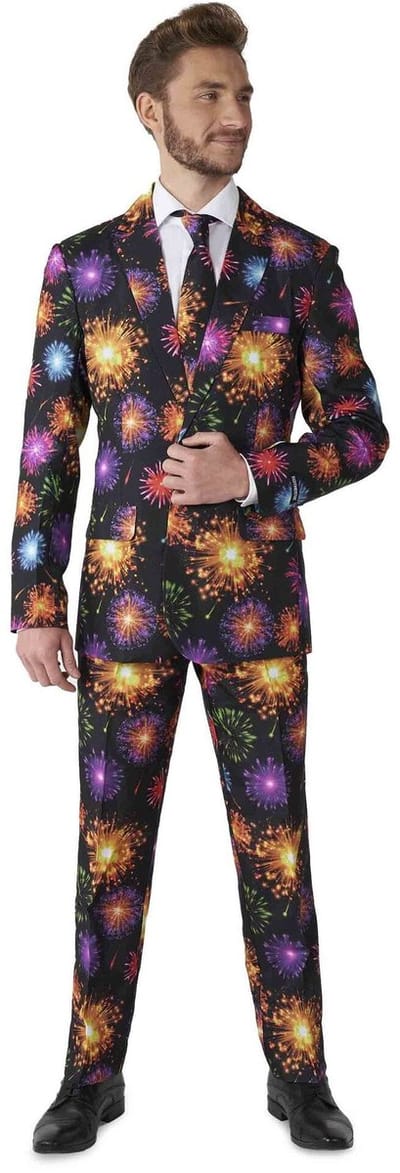 Suitmeister Fireworks Black - Heren Pak - Carnavalskleding - Kostuum - Zwart - Maat M