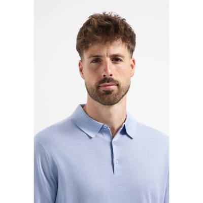 MERSO Polo – Longsleeve Trui – 100% Merino Wol – Alpine Blue