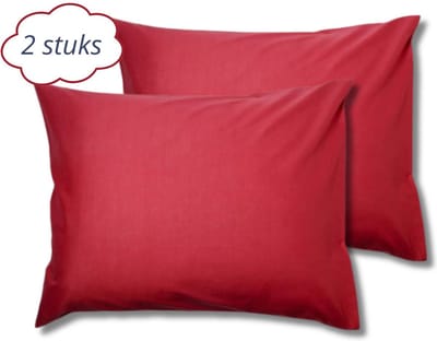 Droomtextiel Kussenslopen 60x70 cm Rood Set Van 2 Stuks - Hotelkwaliteit - 100% Hoogwaardige Katoen