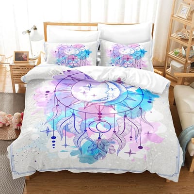 Ensemble de literie Attrape-rêves Coloré Chic Bohème Mandala Floral Plume Design Housse de couette Ensemble Simple Double King Taille Housse de lit EU Twin 135x200cm