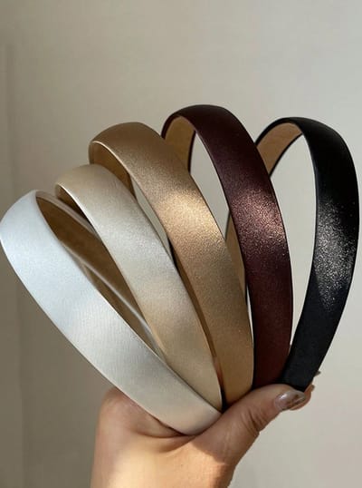 5 stuks - Glans Satijn - Dames - Vrouwen - Meisje - Tieners - Jonge vrouw - Boho Haarband - Diadeem - Naturel - Beige - Zand - Zwart - Bruin - Taupe - Off-White - Bruiloft - Feest - Gala - Diademen - Haarbanden - Hoofdband - DH collection
