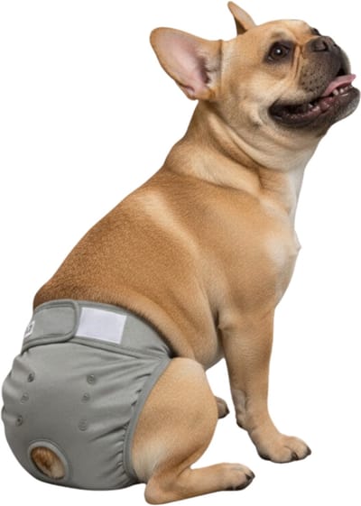Loopsheidbroekje hond - grijs - maat M - voor middelgrote honden - herbruikbaar - hondenbroekje - hondenluier - loopsheid - ongesteldheid - voorkomt ongewenste zwangerschappen bij teefjes - milieuvriendelijk - verantwoord - perfecte pasvorm