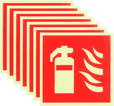 Brandblusser Borden - Veiligheidsstickers - Noodsituaties Markeren - Lichtgevend in Donker - 15x15cm - Zwart