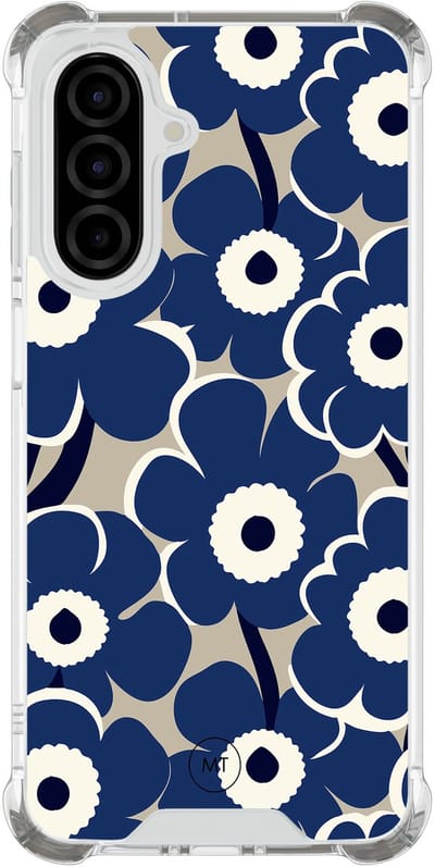 Hoesje (shockproof) geschikt voor Samsung Galaxy A26 - Abstract bloom - Extra sterke case - TPU/polycarbonaat - Bloemen - Blauw, Transparant