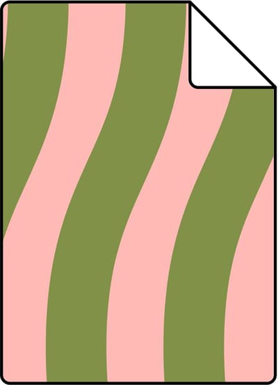 Proefstaal ESTAhome behang golvende strepen roze en groen - 26.5 x 21 cm - 131610-S