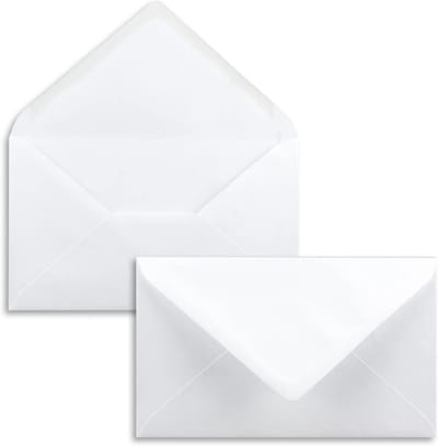Enveloppen 125 x 195 mm - Speciaal formaat DIN B6+ - 200 stuks - Wit - Nat lijmen - Zonder venster - Voor wenskaarten en uitnodigingen