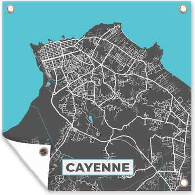 Tuin poster Cayenne - Frankrijk - Stadskaart - Kaart - Plattegrond - 200x200 cm - Tuindoek