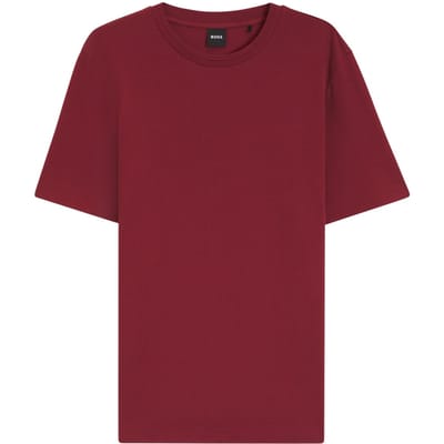 Boss Heren T-shirt met bubbeljacquardpatroon, normale pasvorm (Bruin)