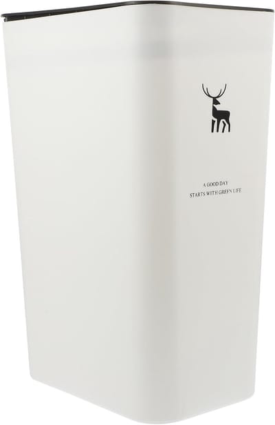 Slanke kunststof vuilnisemmer - 10 liter voor keuken en badkamer - wit