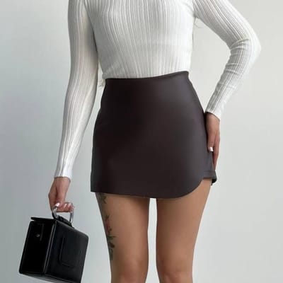 Dames Herfst en Winter Nieuwe High-waisted Heup Rok Broek Pu Leer Shorts XL