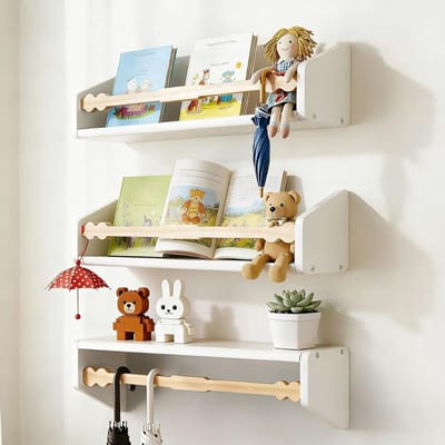 Houten Plank Wandmontage - Hoekrek Display Decor - Hoekplank - Zwevende Wandplank - Wit