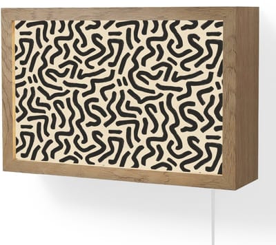 Wandlamp 30x20 cm - Oplaadbaar - Abstract - Lijnen - Zwart - Wandlampen binnen woonkamer - Slaapkamer lamp met kabel - Decoratieve nachtlamp - Vloerlamp snoer