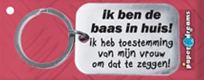 Paper Dreams | RVS Sleutelhanger | Ik ben de baas in huis!