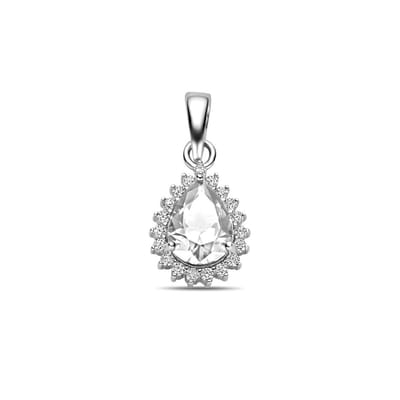 zilver gerhodineerd hanger zirkonia halo 19 mm 1339159