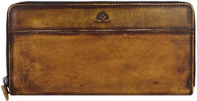 GREENBURRY portemonnee Destressed RV-Long Wallet RFID Dirty Yellow mosterdgeel