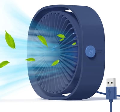 Mini USB-ventilator, draagbare en stille bureauventilator met 3 instelbare snelheden, USB-voeding, voor thuis en op kantoor (blauw)