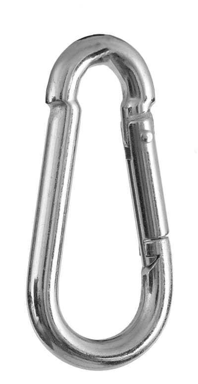 Karabijnhaak (5 stuks) 70 x 7 mm, van staal - karabijnhaak groot met hoog draagvermogen tot 180 kg - galvanisch verzinkte karabijnhaak, bevestigingshaken DIN 5299 C