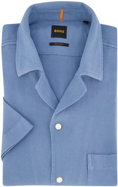 Hugo Boss casual overhemd korte mouw blauw