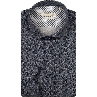 Giordano Overhemd Maggiore Fine Twill Micro Flower Pattern Donker Bruin / male