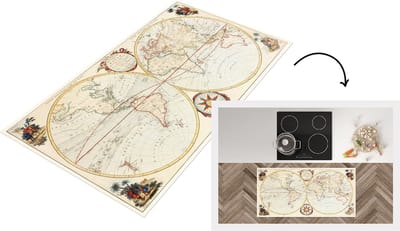 Keukenloper - Loper keuken - Wereldkaart - Retro - Geschiedenis - 120x60 cm - Keukenloper vinyl
