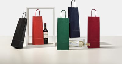 Wijntas - Zwart - Papieren Draagtassen voor 1 fles Wijn - 50 stuks
