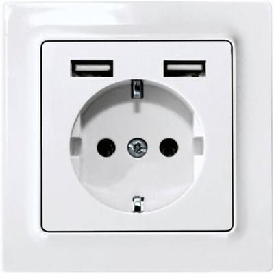 Eltako DSS55E+2xUSBA-pg Stopcontact Inbouw (in muur), Schroefbevestiging