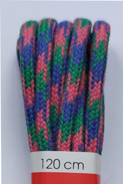 Ronilux Veter - Blauw/Groen/Roze - Meerkleurig - Rond - Koord Veters - Lengte 120 cm - Dikte 4 mm - Schoenveter