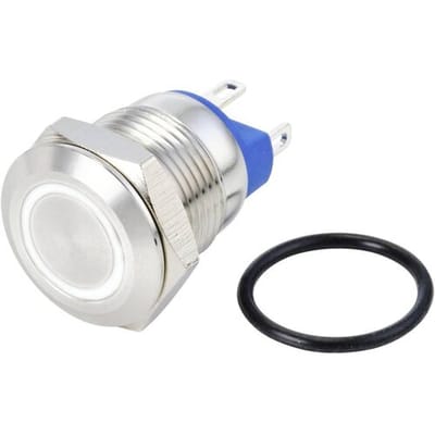 TRU COMPONENTS TC-10090908 GQ12-AF-10E/J/W/24V/S Vandalismebestendige drukschakelaar 48 V/DC 2 A 1x uit/(aan) Moment Wit IP67 1 stuk(s)