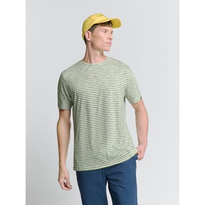 No Excess T-shirt Crewneck Multi Coloured Melange Stripes Green Maat: XL | Basic T-Shirts Outlet | Heren | Groen