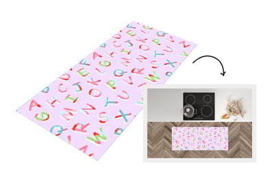Keukenloper - Loper keuken - Alfabet - Letters - Patroon - 120x50 cm - Keukenloper vinyl