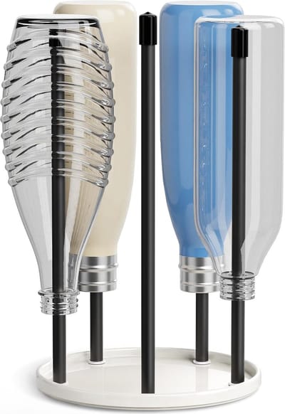 SnelShoppen - Bottle Holder voor SodaStream - Premium Keramische Drainer met Druiprek voor 5 SodaStream Crystal Flessen - Wit, Voor Keuken en Feest