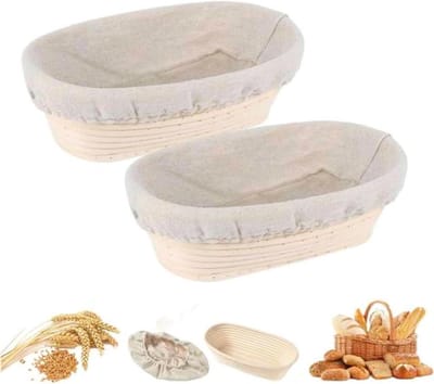 Brood Proofing Mand - Rijsmand Zuurdesem - Brood Bakken - Handgemaakt Rotan - 25 x 15 x 8.5 cm