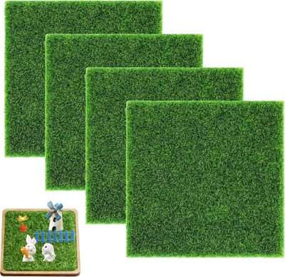 Miniatuur Kunstgras voor Tuindecoratie en Microlandschappen, 4 Stuks 15x15 cm