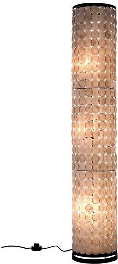 Staande lamp Roxas Handgemaakte Vloerlamp woonkamer slaapkamer Design cilinder coin white capiz parelmoer 150 cm