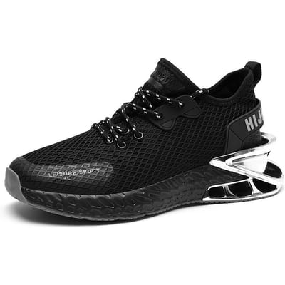Baskets Tendance en Maille Respirante pour Homme Grande Taille à Lame Électroplaquée Portable Outdoor Running Chaussures pour Homme 45 black