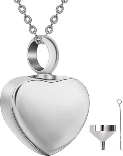 Luxe Ashanger - met Ketting - Voor As, Haren of Parfum - Assieraad - As Ketting - Gedenksieraad - Urn - Incl. As vuller en Opbergzakje - Heart of Silver