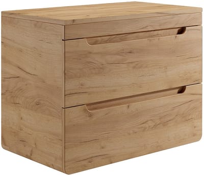 Vente-unique Zwevend badkamermeubel met ronde opbouwwaskom - Naturel - 80 cm - ARUBA