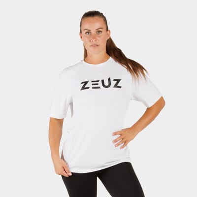 ZEUZ Dames Oversized Sportshirt – Fitness T-Shirt - Wit - XS