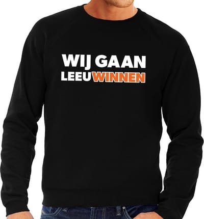 Nederland supporter sweater Wij gaan LeeuWinnen zwart voor heren - landen kleding S