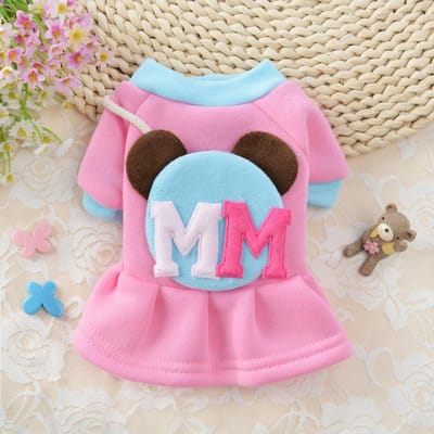 Manteau Veste Chien Dessin Animé Hiver Vêtements Chien de Compagnie Pour Bouledogue Français Mignon Amoureux Jupe Coton Robe Chien Animaux de Compagnie Vêtements XS white