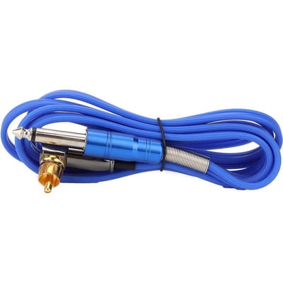 Câbles de connexion RCA coudés en silicone souple de 1,8 m pour machines à tatouer (Bleu) bleu